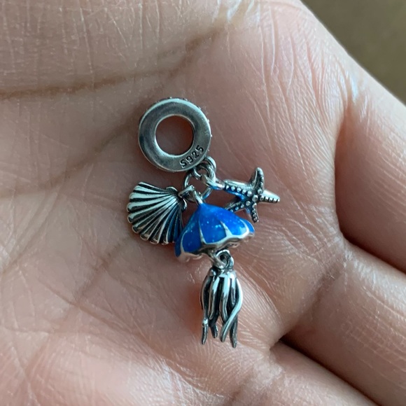 NWOT Glow in the Dark Lucky Jellyfish Dangle Charm 925 Sterling Silver Charm - Picture 6 of 10